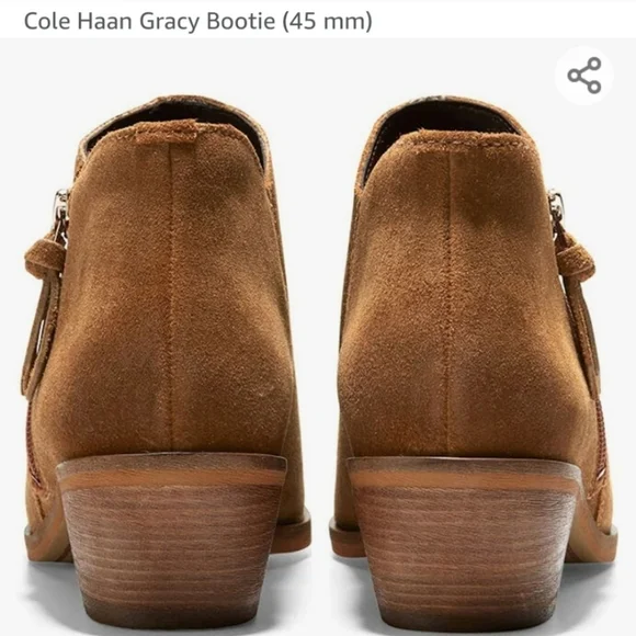 Cole Haan Gracy Bootie (45 mm) Earthen Agora Burnished Suede Boots - Picture 3 of 16